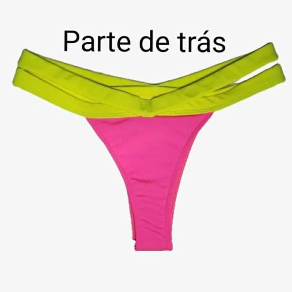 Conjunto Biquíni Cortininha Bojo Calcinha Fio Moda Praia Neon - Imagem 4