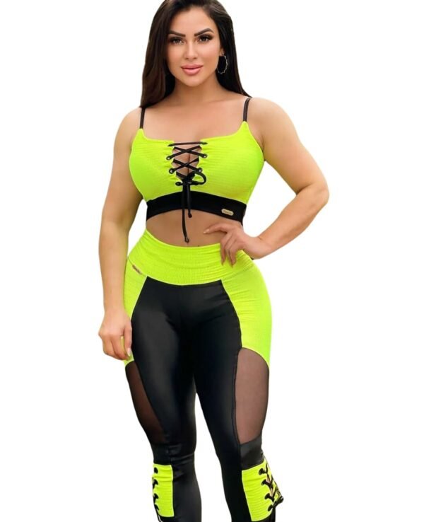Calça Legging Cirrê Academia Fitnees Moda Sereia da Terra Preto - Imagem 2