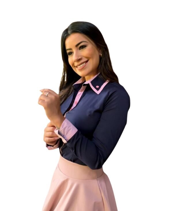Camisa Camisete Elastano Blusa Feminina Manga Longa Moda - Imagem 2