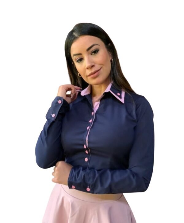 Camisa Camisete Elastano Blusa Feminina Manga Longa Moda - Imagem 3