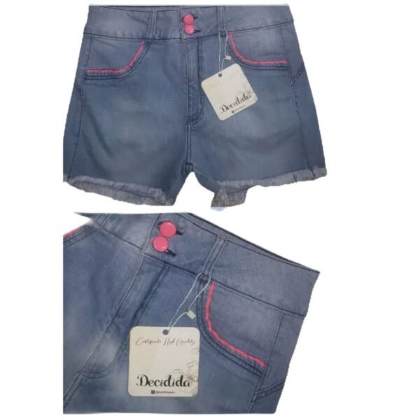 Short Jeans Bolso Botão Personalizado Moda Tendência - Imagem 2