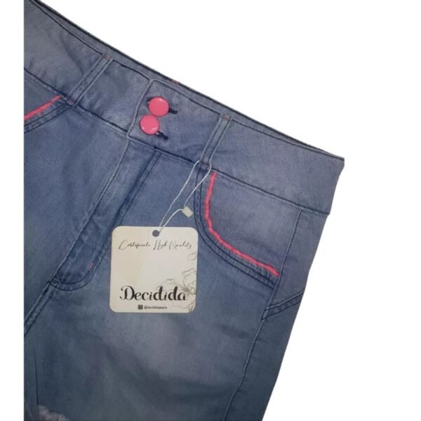 Short Jeans Bolso Botão Personalizado Moda Tendência - Imagem 3