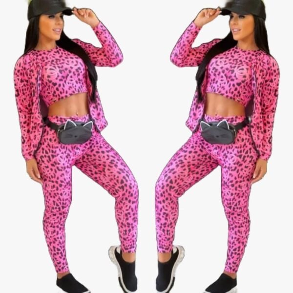 Conjunto Feminino Jogger Bomber Casaco Cropped Moda Gringa - Imagem 2