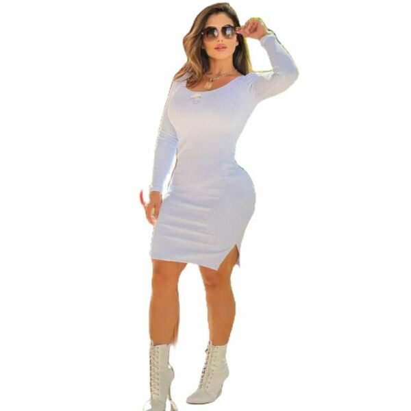 Vestido Feminino Manga Longa Midi Moda Tendência Sereia da Terra - Imagem 4