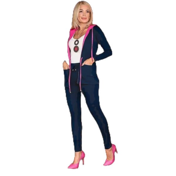 Conjunto Feminino Moletinho Calça Parka Bolso Capuz Casaco Moda - Imagem 3