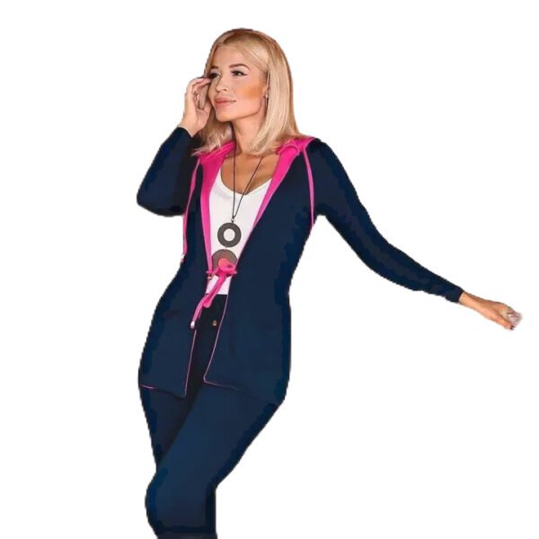 Conjunto Feminino Moletinho Calça Parka Bolso Capuz Casaco Moda - Imagem 5