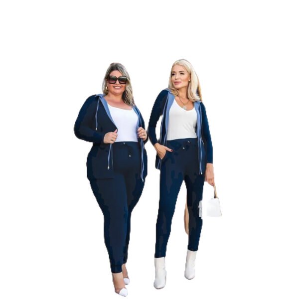 Conjunto Feminino Moletinho Calça Parka Bolso Capuz Casaco Moda - Imagem 6