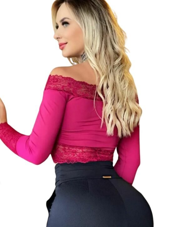 Cropped Blusa Manga Longa Sereia da Terra Bojo Renda - Imagem 3