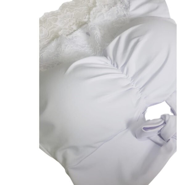 Cropped Blusa Branco Bojo Renda Sereia da Terra Moda Tendência - Imagem 4