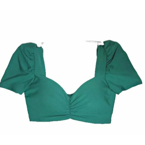 Blusa Cropped Bojo Amarrar nas Costas Manga Princesa Balada Moda - Imagem 5