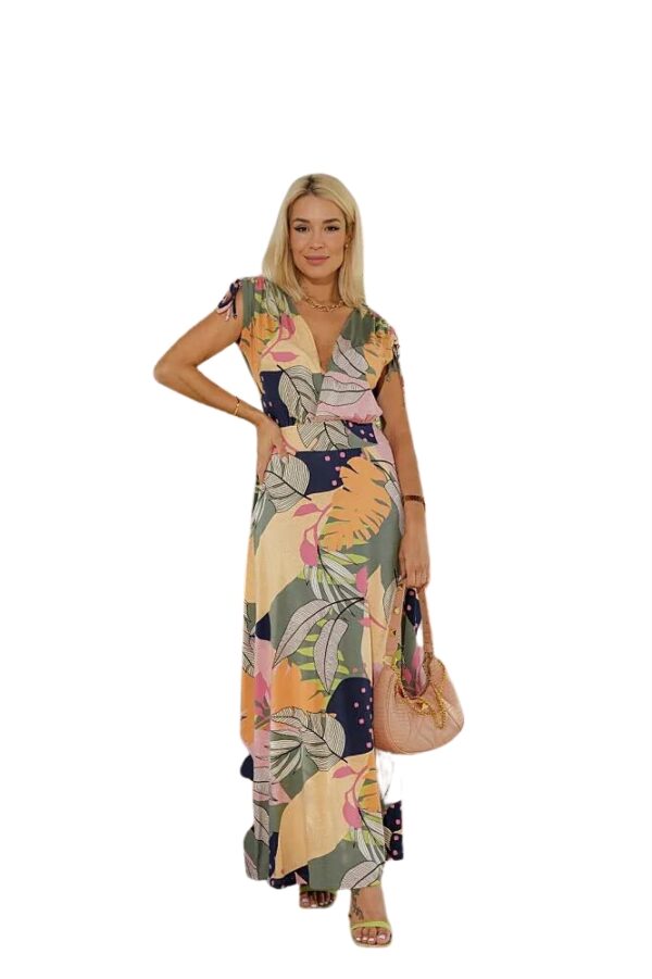 Vestido Longo Estampa Floral Malha Visco Lycra Moda Verão