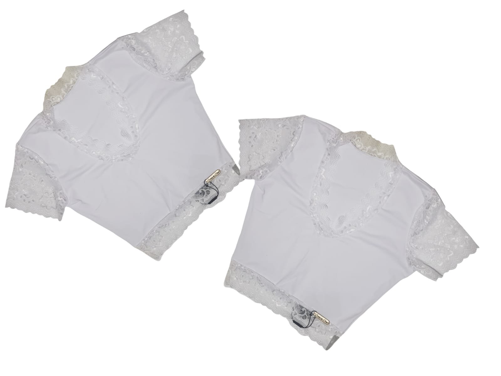 Cropped Blusa Gola V Renda Sereia da Terra Moda Tendência Balada - Imagem 6