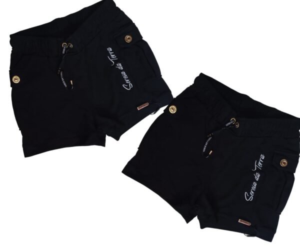 Short Feminino Cargo Moletinho Preto Curto Moda Sereia da Terra - Imagem 4
