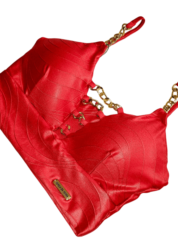 Conjunto Cropped Bojo e Saia Sereia da Terra Correntes Vermelho - Imagem 5