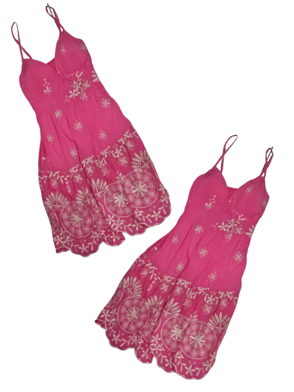 Vestido Feminino Laise Rosa Midi Bordado Bojo - Imagem 2