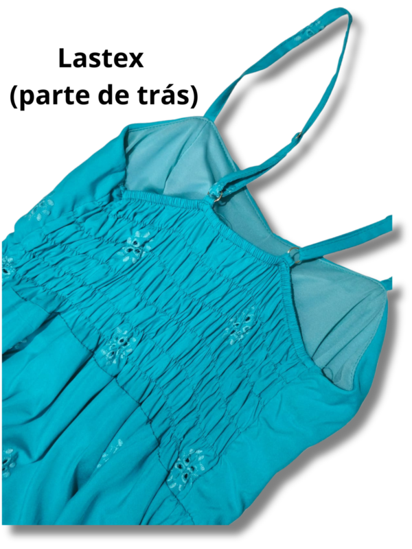 Vestido Feminino Laise Azul Tiffany Midi Bordado Bojo - Imagem 5