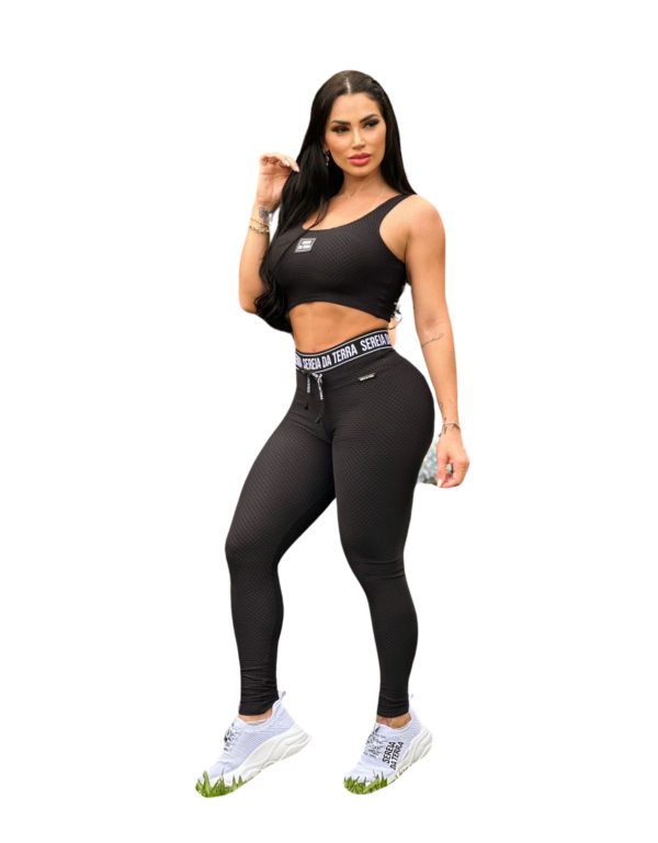 Calça Legging Empina Bumbum Poliamida Preto Sereia da Terra