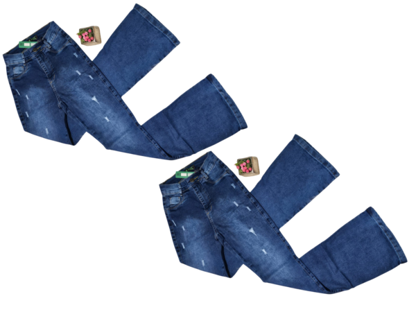 Calça Feminina Moda Flare Elastano Empina Bumbum Destroyed Jeans - Imagem 6