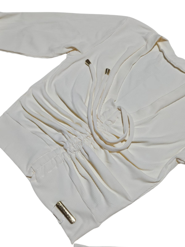 Blusa Cropped Sereia da Terra Block Puxadinho Moda Manga Longa - Imagem 5