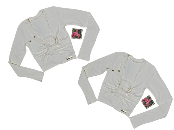 Blusa Cropped Sereia da Terra Block Puxadinho Moda Manga Longa - Imagem 6