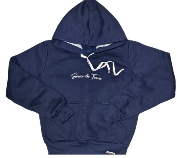 Moletom Blusa Canguru Sereia da Terra Capuz Bolso Frontal Azul - Imagem 2