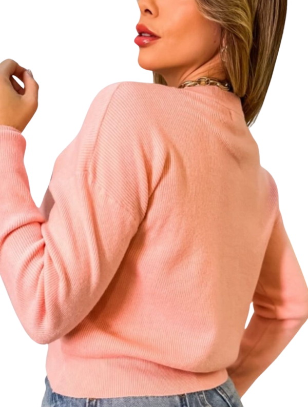 Blusa Cropped Tricot Modal Suéter Feminino Moda Inverno Preto - Imagem 4
